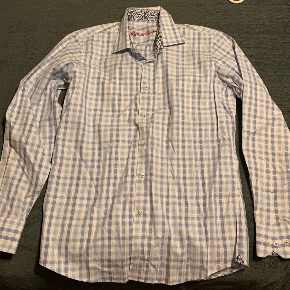 Robert Graham Blue and White Checkered Men's Dress Shirt